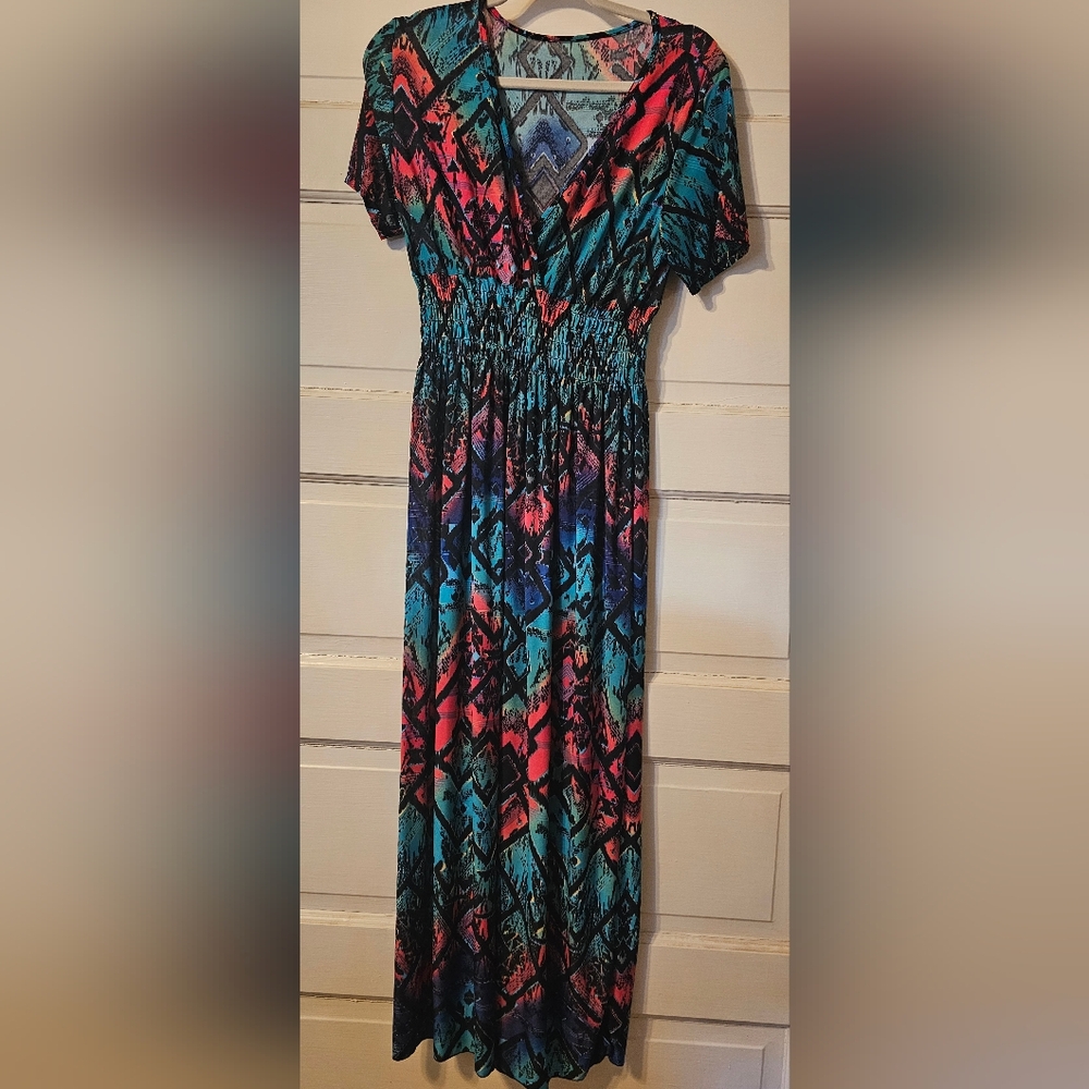 Colorful Geometric Maxi Dress